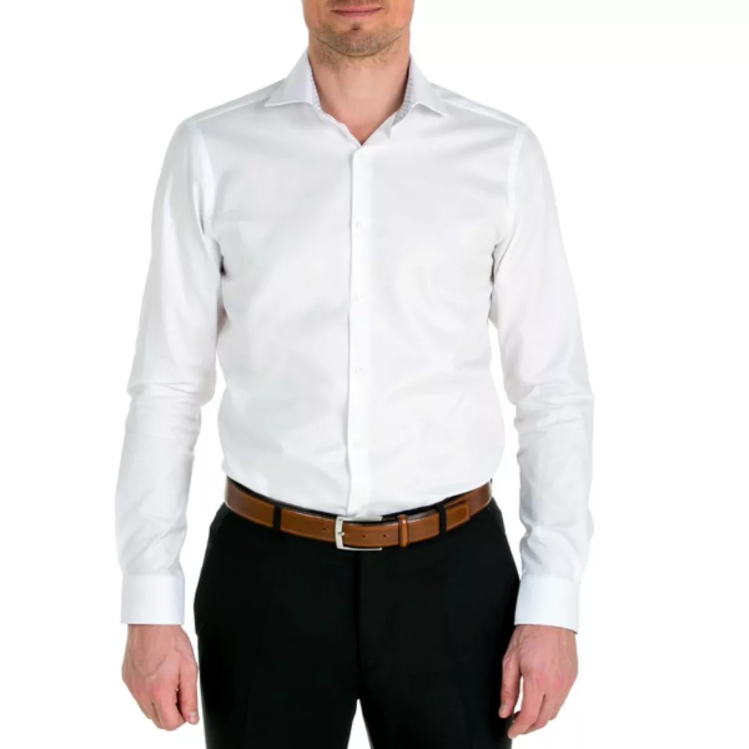 Nachhaltige Langarm Herren Hemd Serious White Contrast Slim Fit günstig online kaufen
