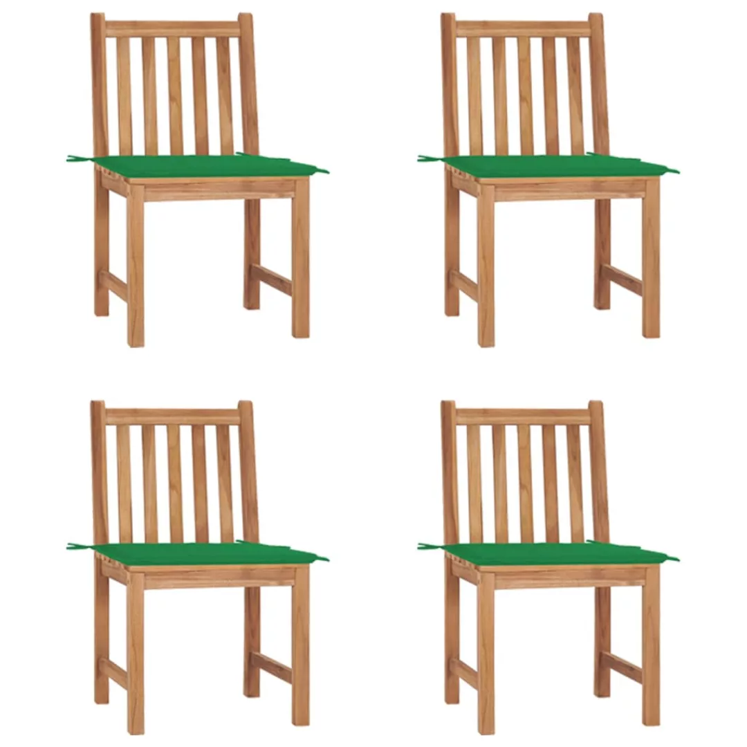 Gartenstühle 4 Stk. Mit Kissen Massivholz Teak günstig online kaufen