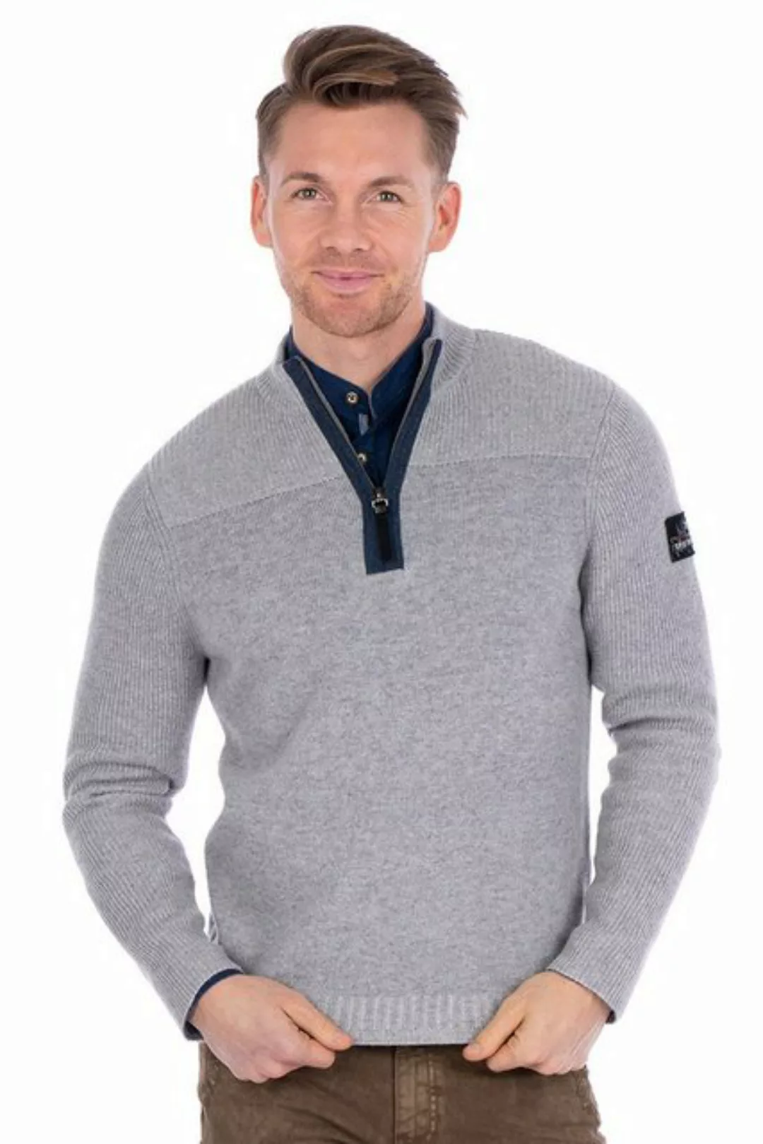 Spieth & Wensky Strickpullover Strickpullover Herren - ANTONIUS - grau mela günstig online kaufen