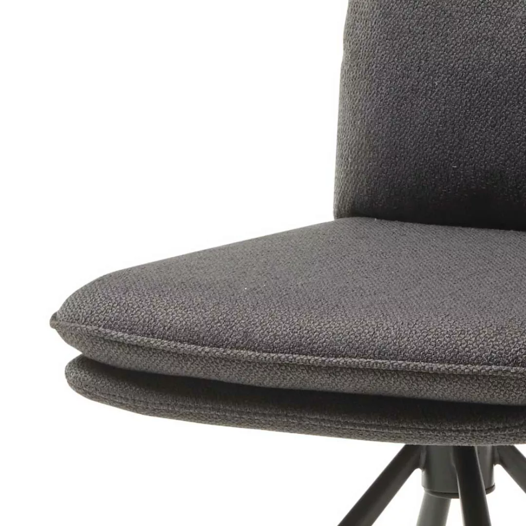Esstisch Stühle in Grau Webstoff Gestell aus Metall (2er Set) günstig online kaufen