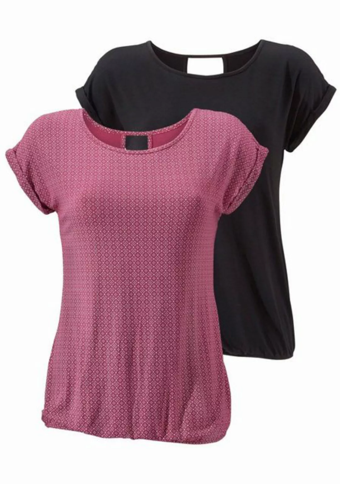 LASCANA T-Shirt, (Packung, 2er-Pack), mit modischem Cut-out im Nacken günstig online kaufen