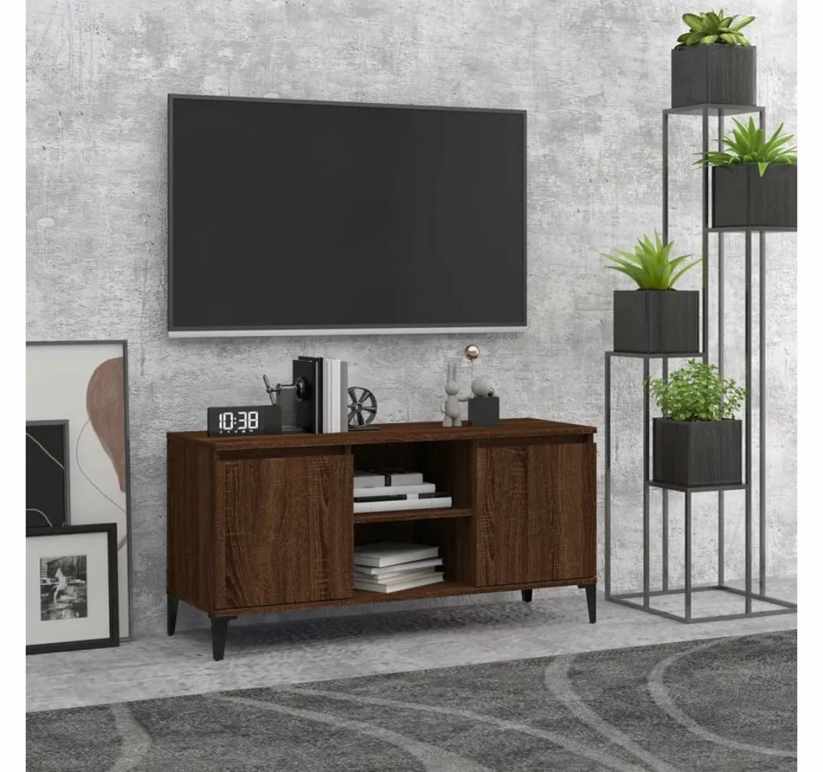 vidaXL TV-Schrank TV-Schrank mit Metallbeinen Braun Eichen-Optik 103,5x35x5 günstig online kaufen