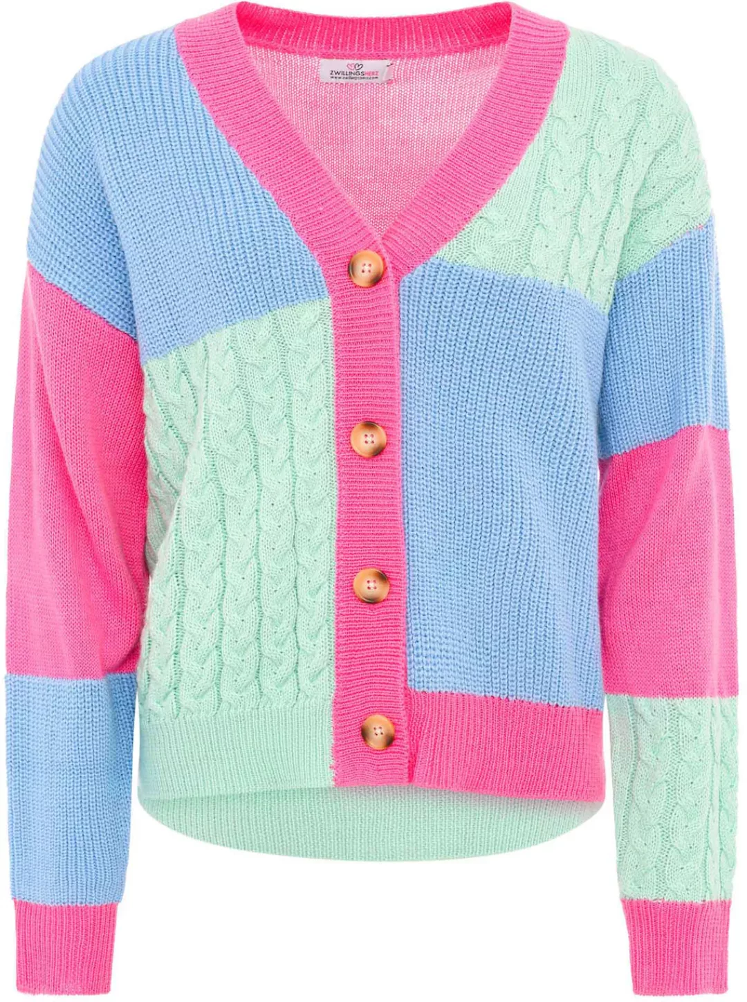 Zwillingsherz Cardigan "Color Mix" "Color Mix" mit Knöpfen, Colorblock und günstig online kaufen