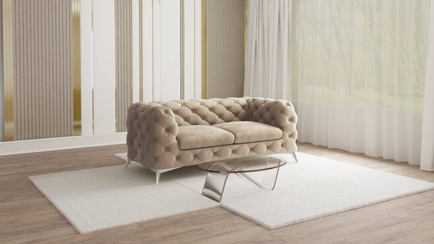 S-Style Möbel Chesterfield-Sofa 2-Sitzer Kalina mit Silber Metall Füßen, mi günstig online kaufen