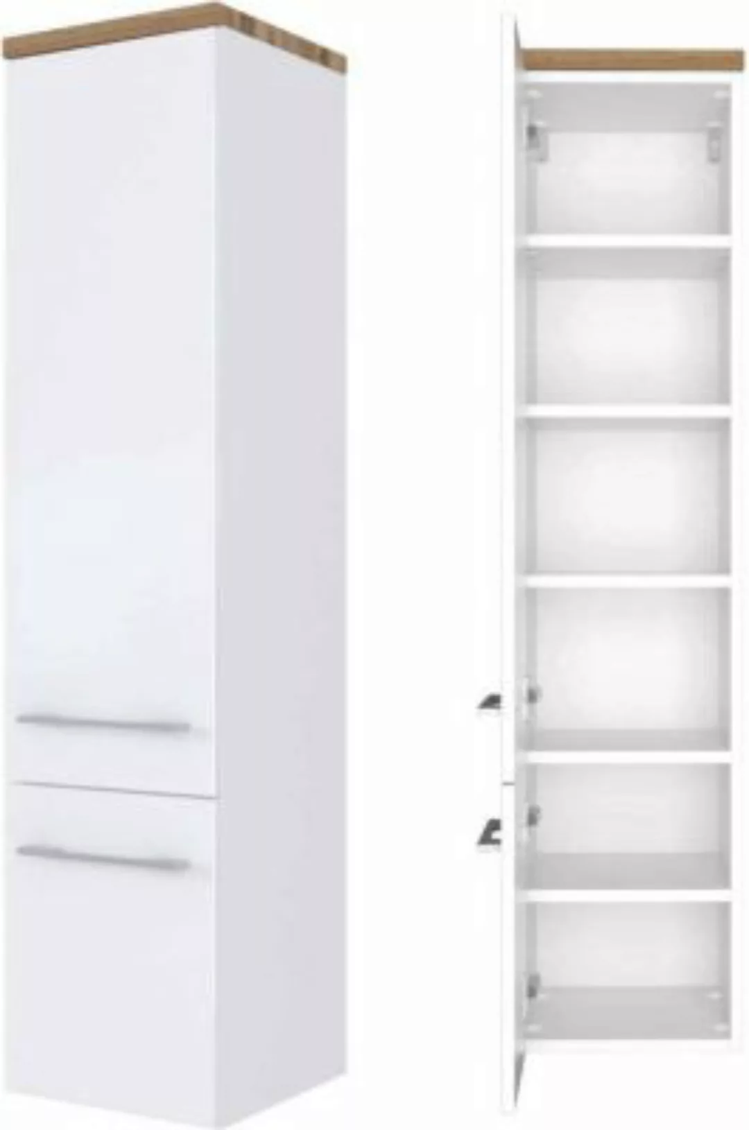 Lomadox Badezimmer Midischrank Hochschrank 2-türig TAREE-03 in matt weiß, B günstig online kaufen