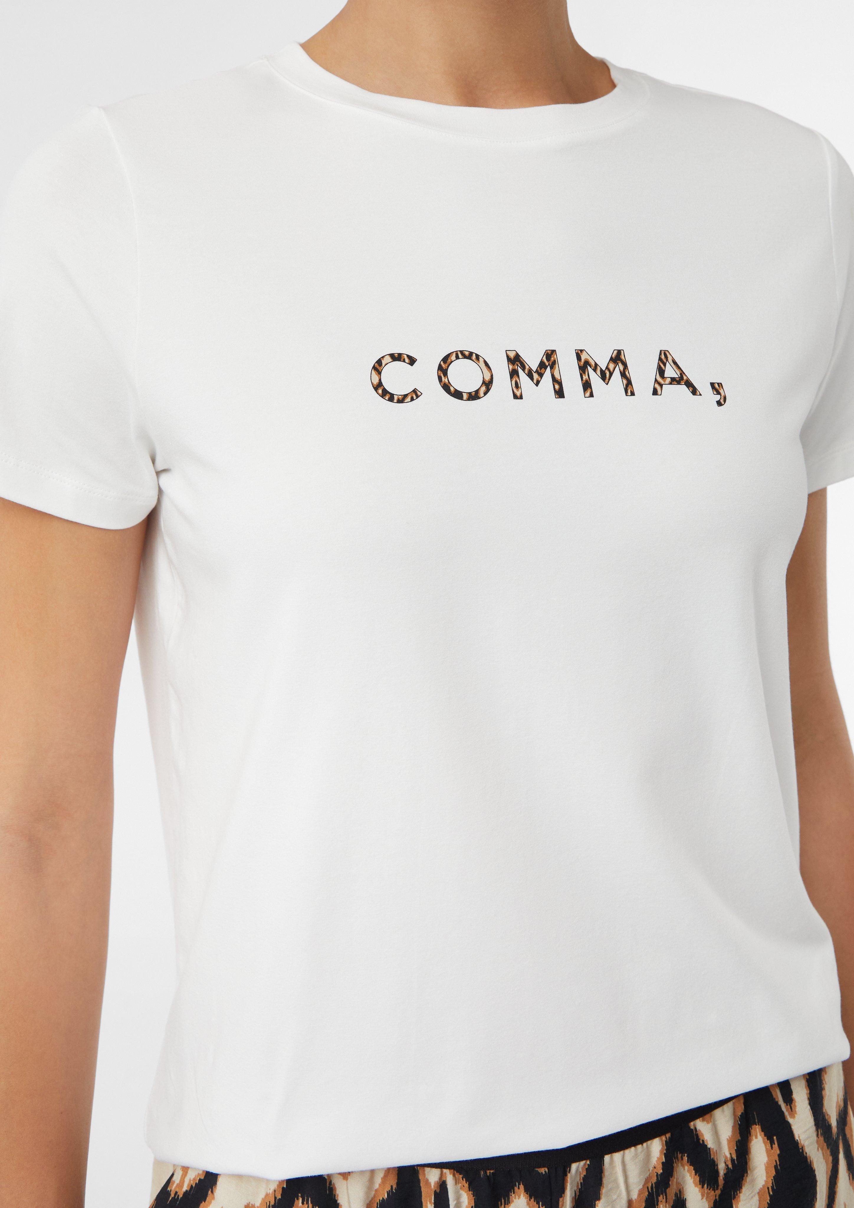 Comma Kurzarmshirt T-Shirt aus Baumwollmix mit günstig online kaufen