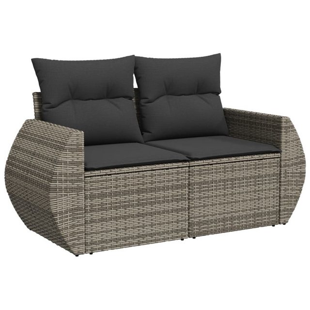 vidaXL Loungesofa Gartensofa 2-Sitzer mit Kissen Grau Poly Rattan, 1 Teile günstig online kaufen