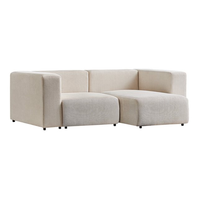 en.casa Sofa, 2 Teile, »Suldal« 2-Sitzer Modulsofa mit Longchair Cord Beige günstig online kaufen