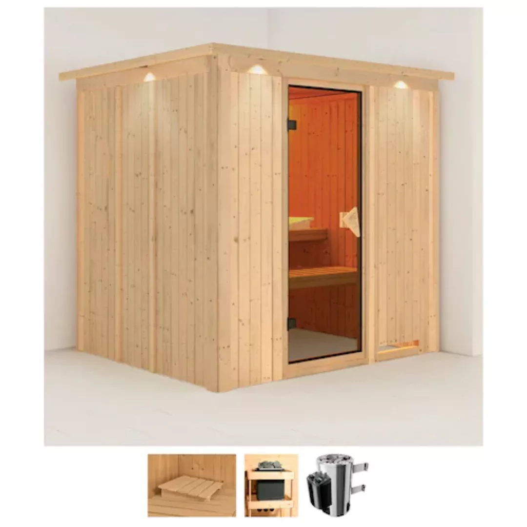 Karibu Sauna »Dima«, (Set), 3,6-kW-Plug & Play Ofen mit integrierter Steuer günstig online kaufen