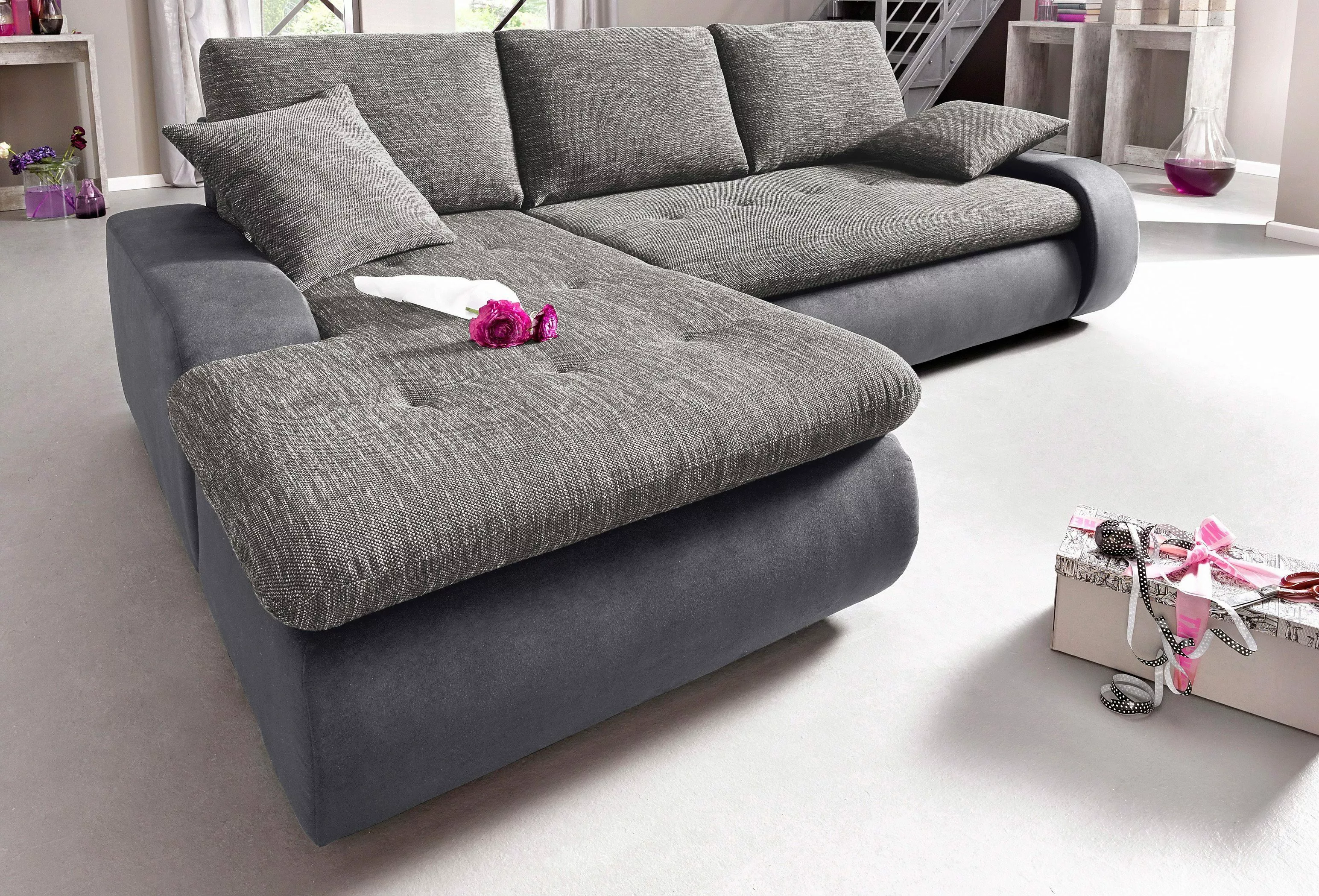 TRENDMANUFAKTUR Ecksofa "Indie, modern und bequem, Materialmix, L-Form", wa günstig online kaufen
