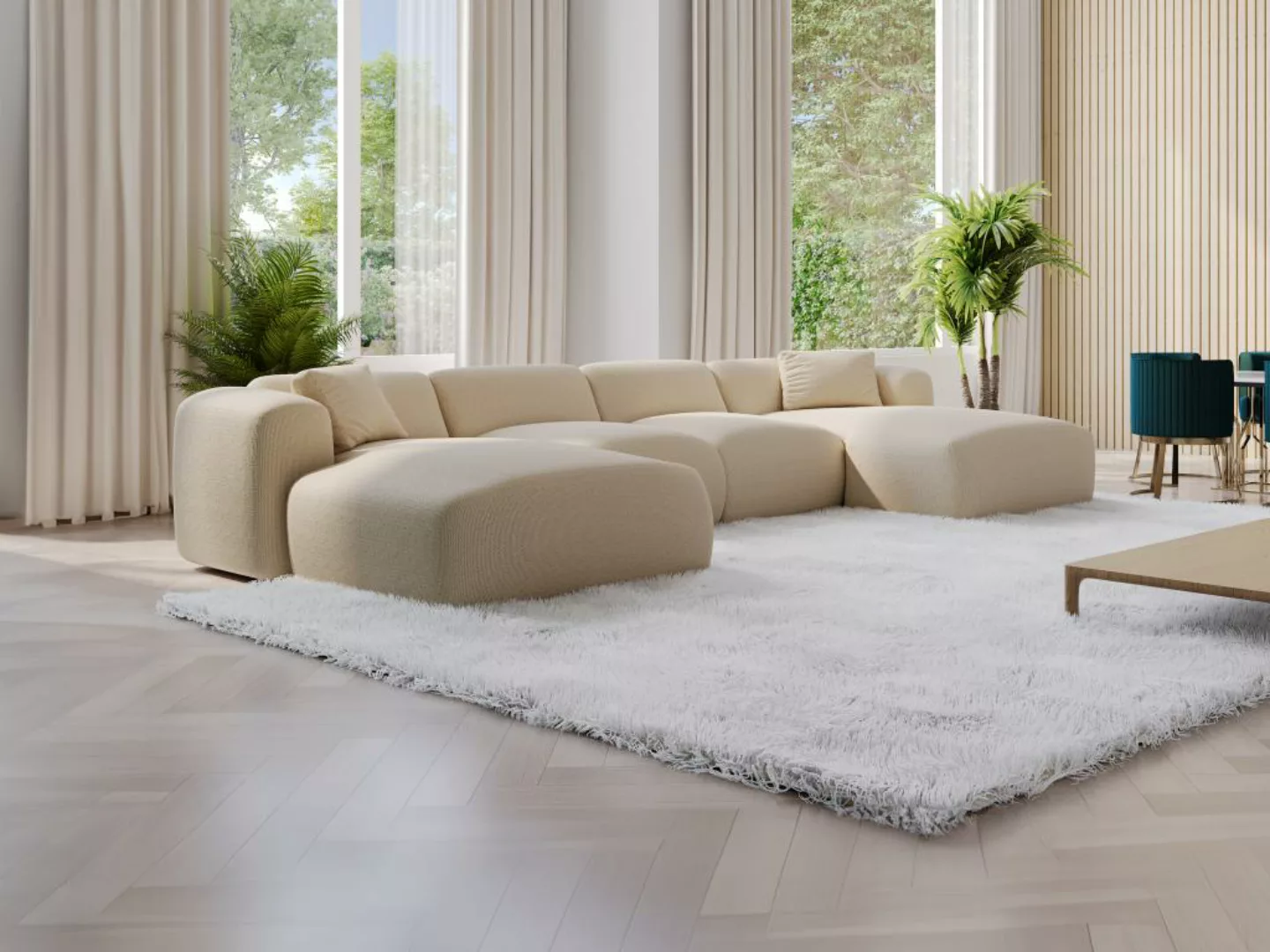 Große Wohnlandschaft - Feincord - Beige - POGNI von Maison Céphy günstig online kaufen