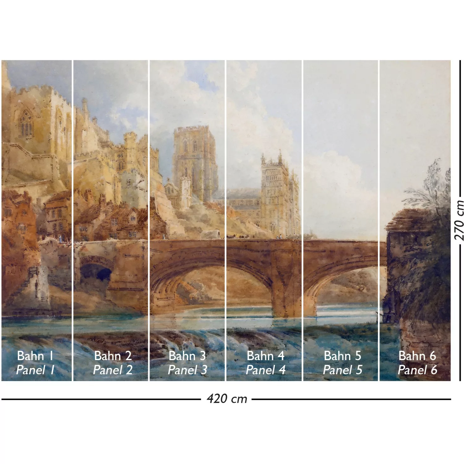 Vliestapete Wandbild Mediterranean Castle 2,70 m x 4,20 m Mehrfarbig FSC® günstig online kaufen