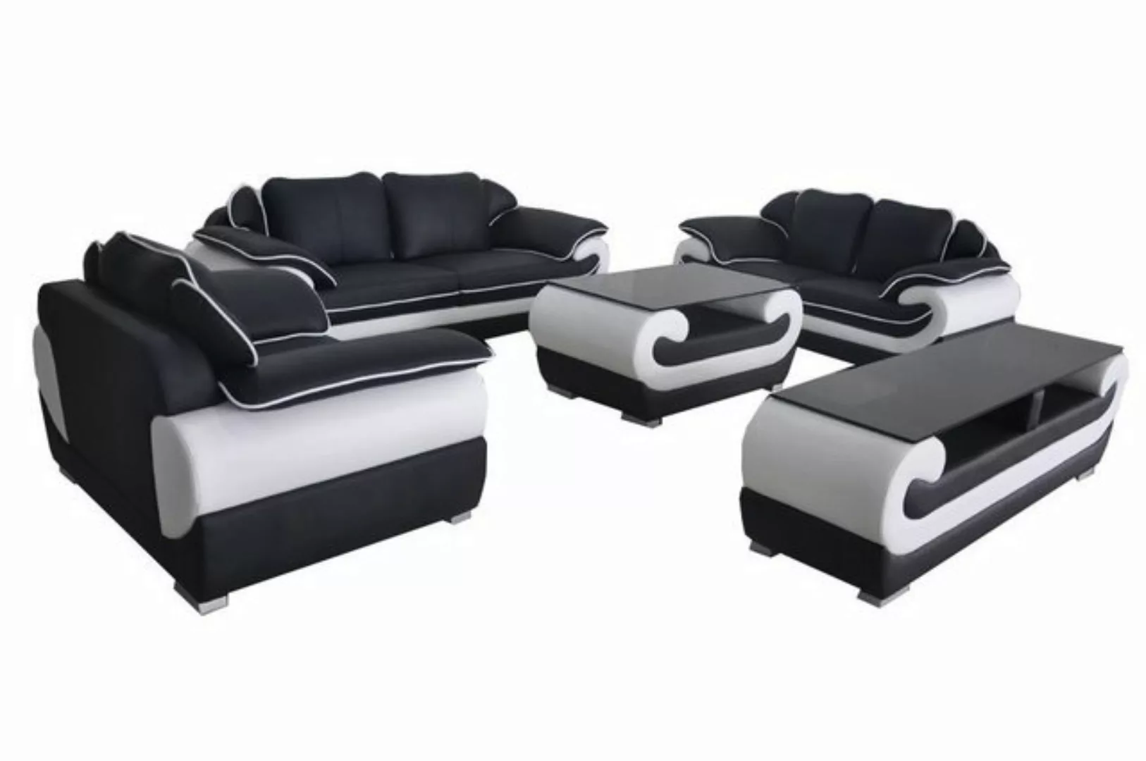 Xlmoebel Sofa Sofa-Ensemble Leder-Sofa Design Couch Polstermöbel Komplett-S günstig online kaufen