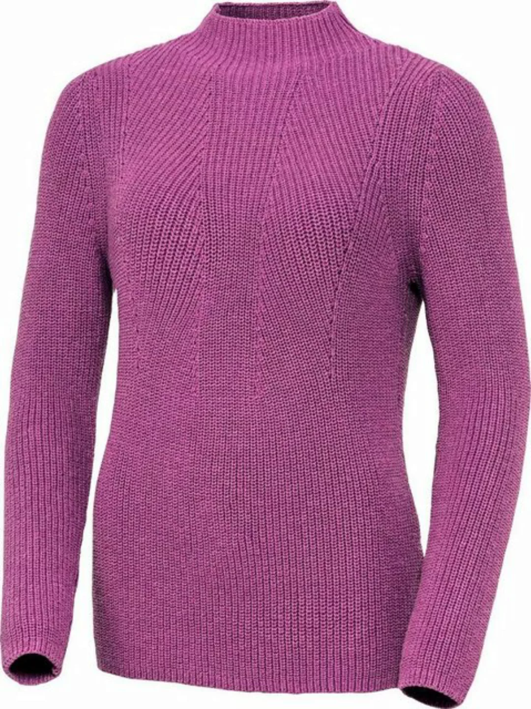 Emilia Parker Stehkragenpullover mit effektvollem Patentstrick günstig online kaufen