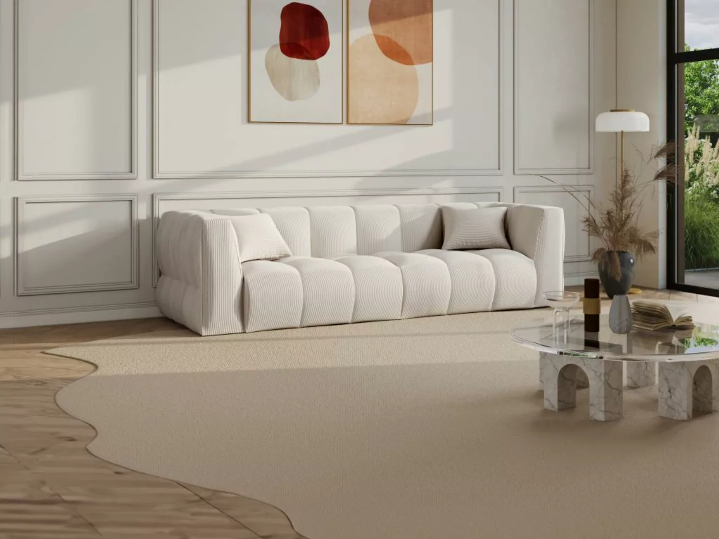 Sofa 4-Sitzer - Cord - Beige - NAEMIA von Maison Céphy günstig online kaufen