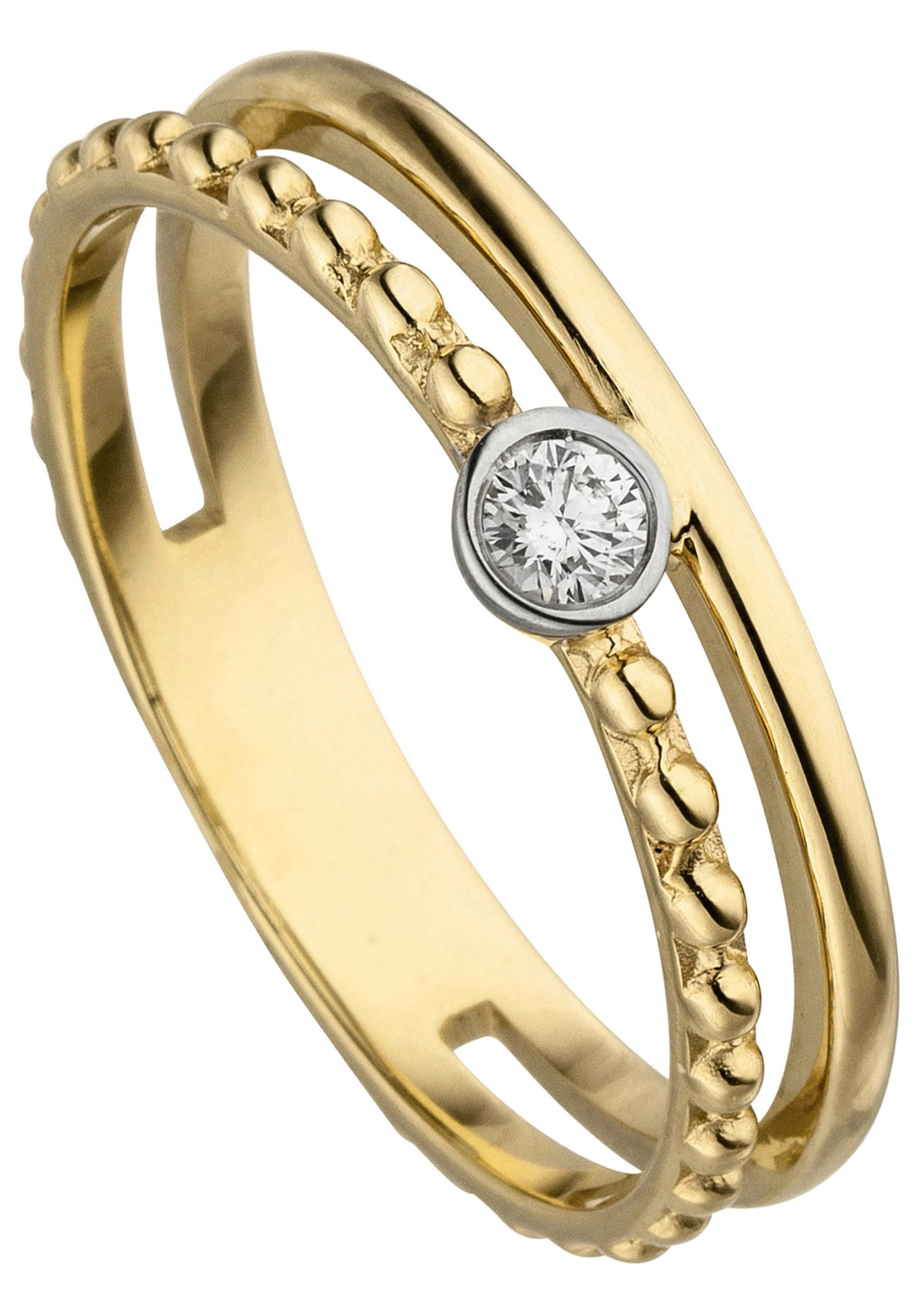JOBO Fingerring "2-reihiger Ring mit Diamant 0,07 ct.", 585 Gold günstig online kaufen
