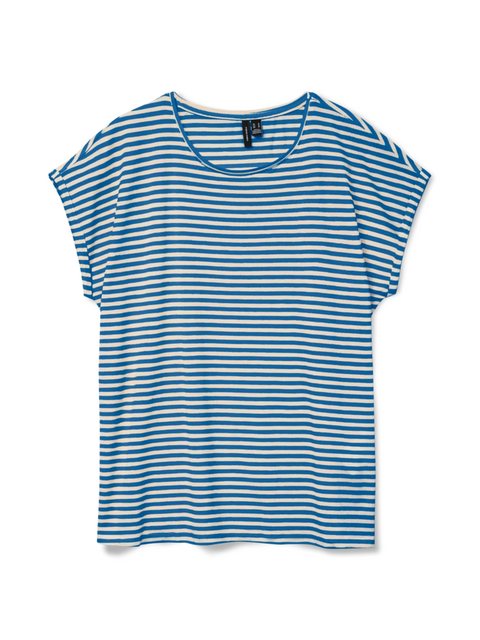 Vero Moda Rundhalsshirt "VMAVA PLAIN SS TOP STRIPE GA JRS NOOS" günstig online kaufen