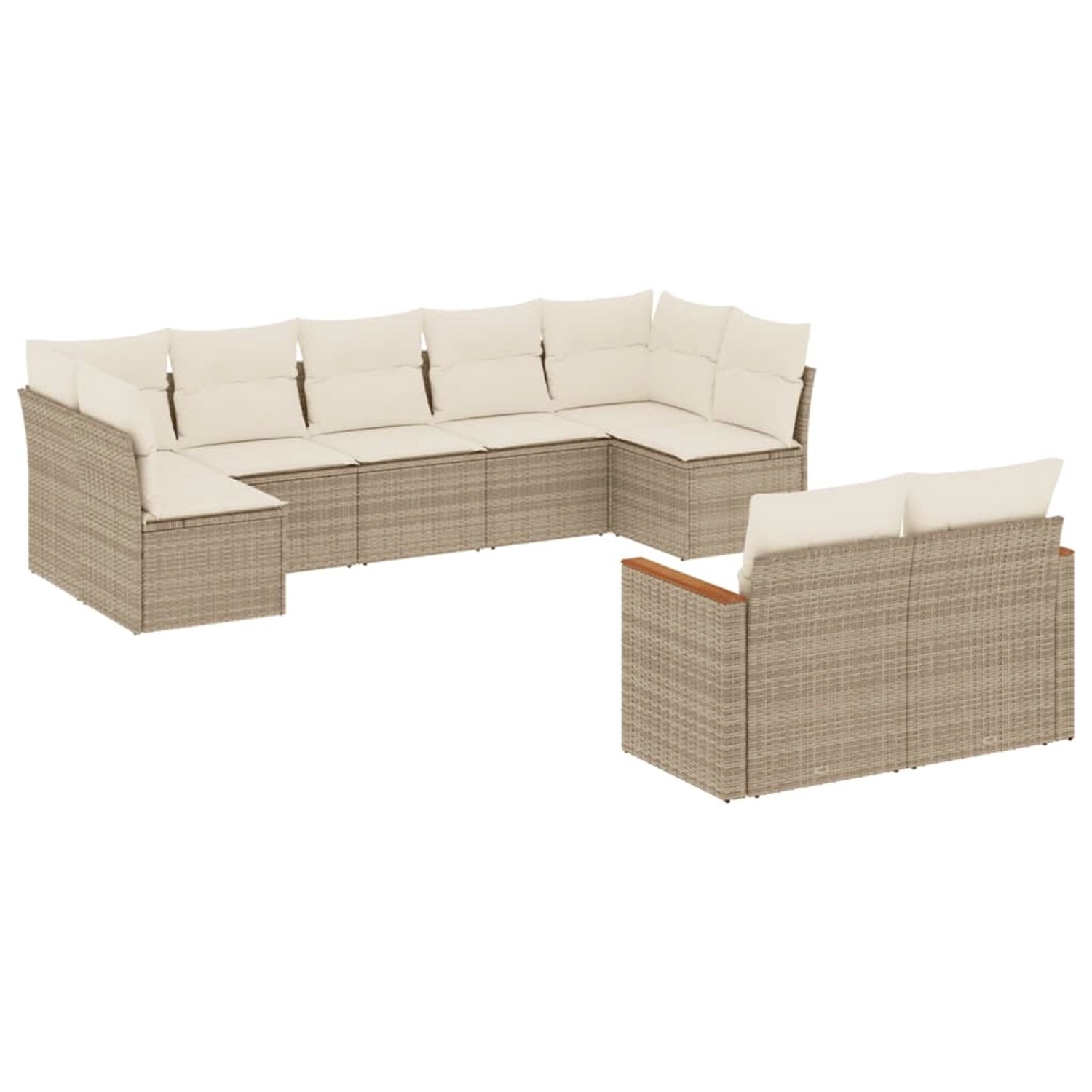 vidaXL 9-Tlg Garten-Sofagarnitur mit Kissen Beige Poly Rattan 3226289 günstig online kaufen