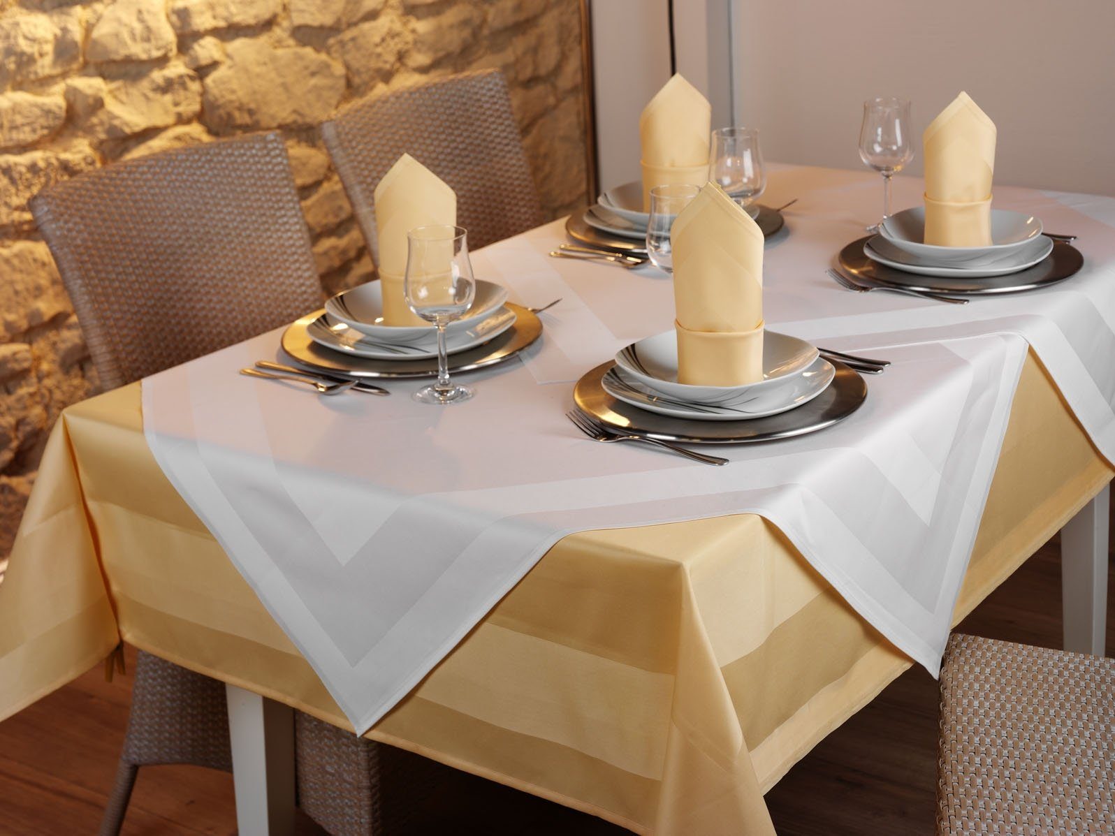 texpot Tischdecke Atlaskante elegant 100% Baumwolle günstig online kaufen