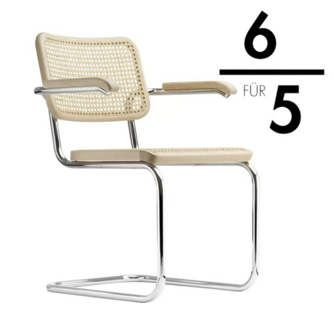 THONET S 64 V | Buche natur | Stahlrohr-Freischwinger mit Armlehnen | Geste günstig online kaufen