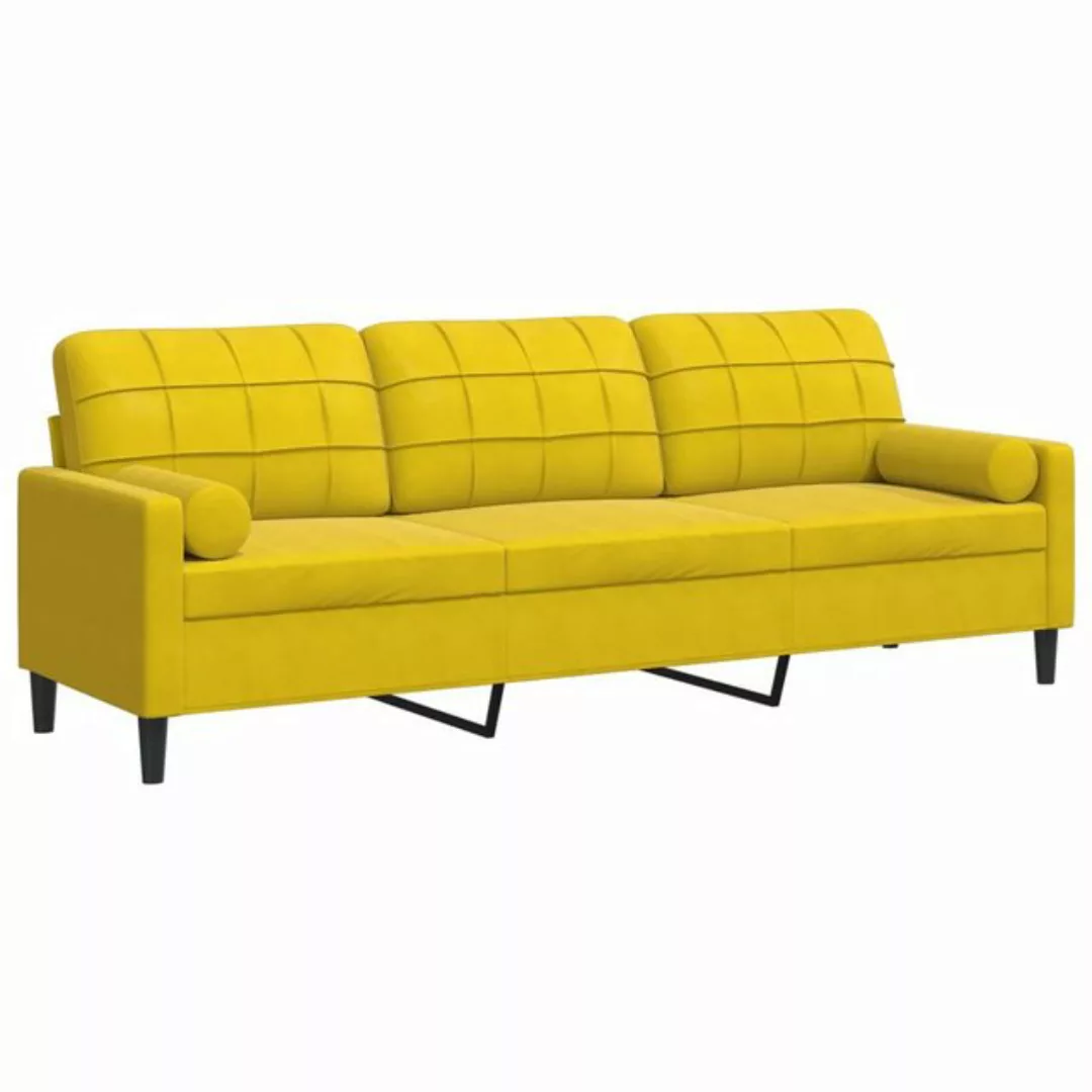 vidaXL Sofa Sofa 3-Sitzer mit Zierkissen Gelb 210 cm Samt günstig online kaufen