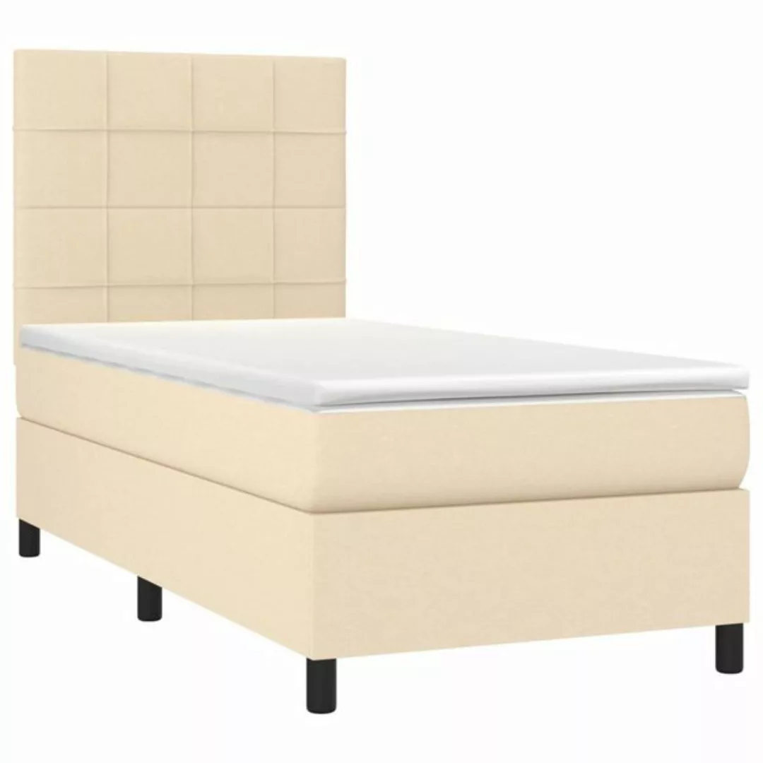 vidaXL Bettgestell Boxspringbett mit Matratze LED Creme 90x200 cm Stoff Bet günstig online kaufen