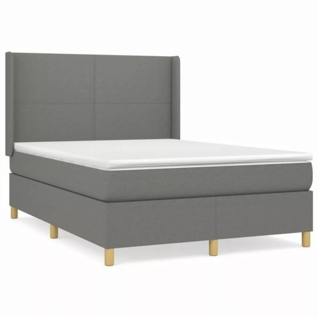 furnicato Bettgestell Boxspringbett mit Matratze Dunkelgrau 140x200 cm Stof günstig online kaufen