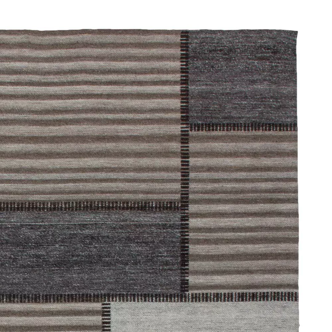 Patchwork Teppich in Beige und Grau Webstoff günstig online kaufen