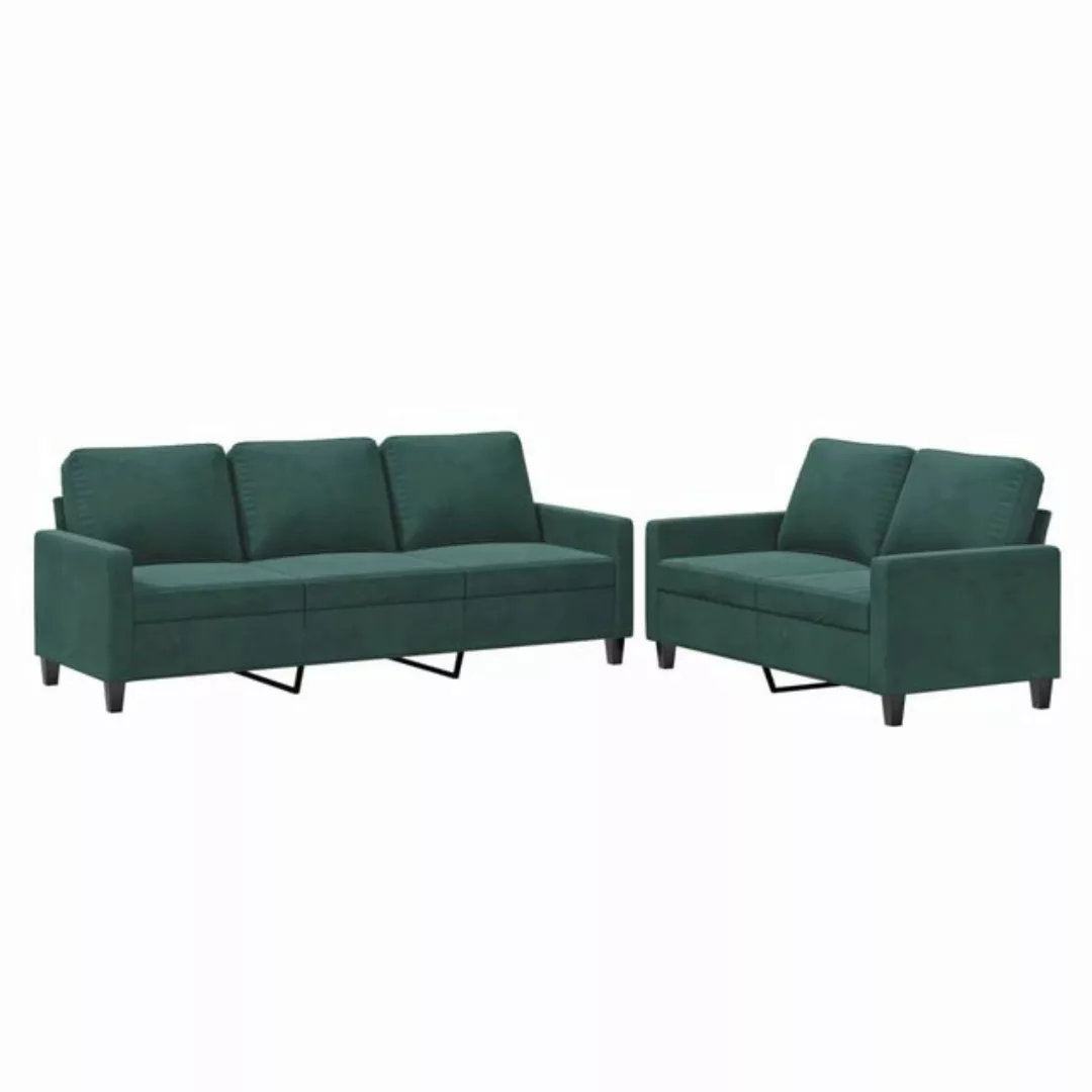 vidaXL Sofa Sofagarnitur Set mit Kissen Samt, 2-tlg., Grün günstig online kaufen