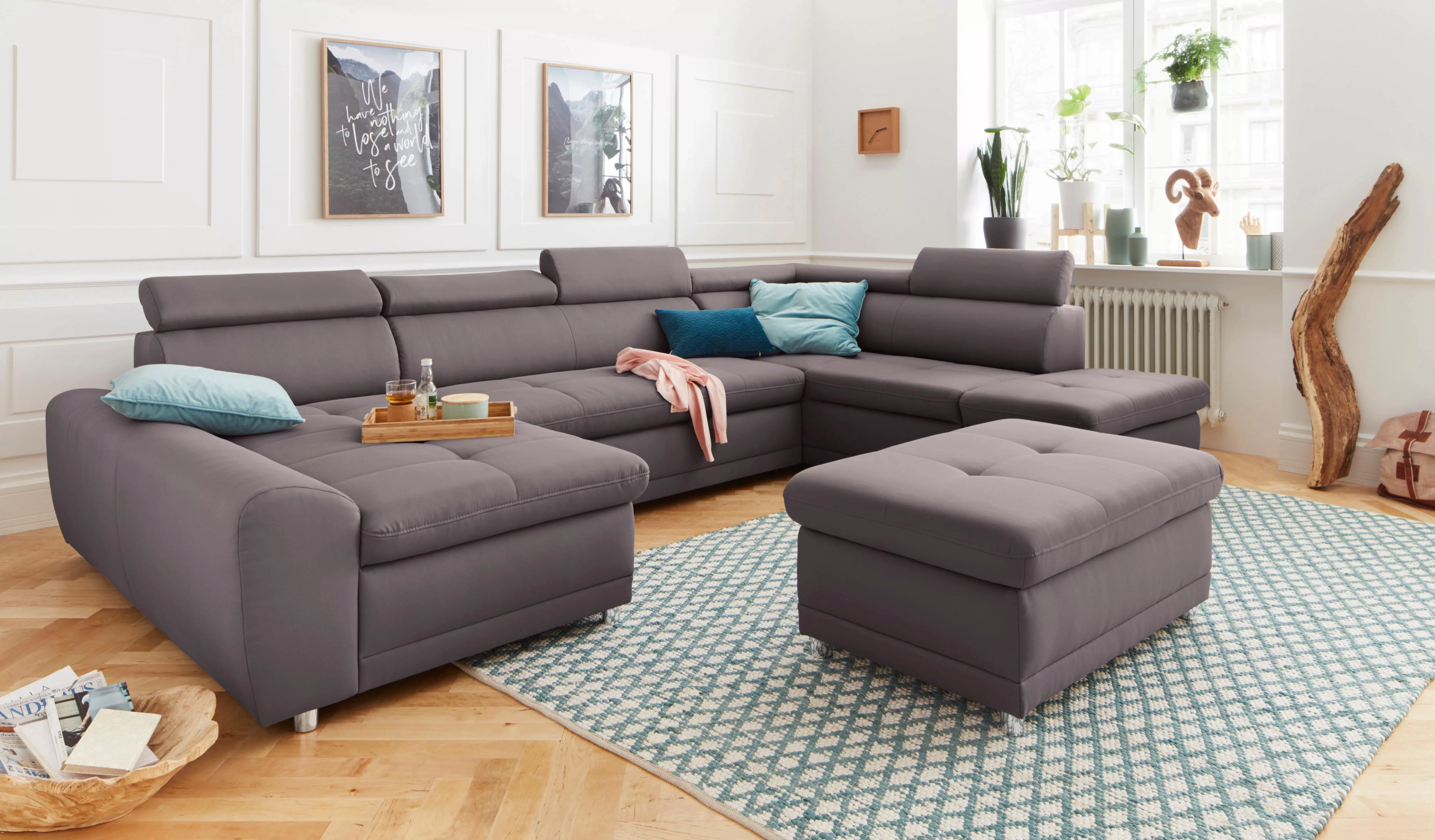 sit&more Wohnlandschaft Riva U-Form, wahlweise mit Bettfunktion günstig online kaufen