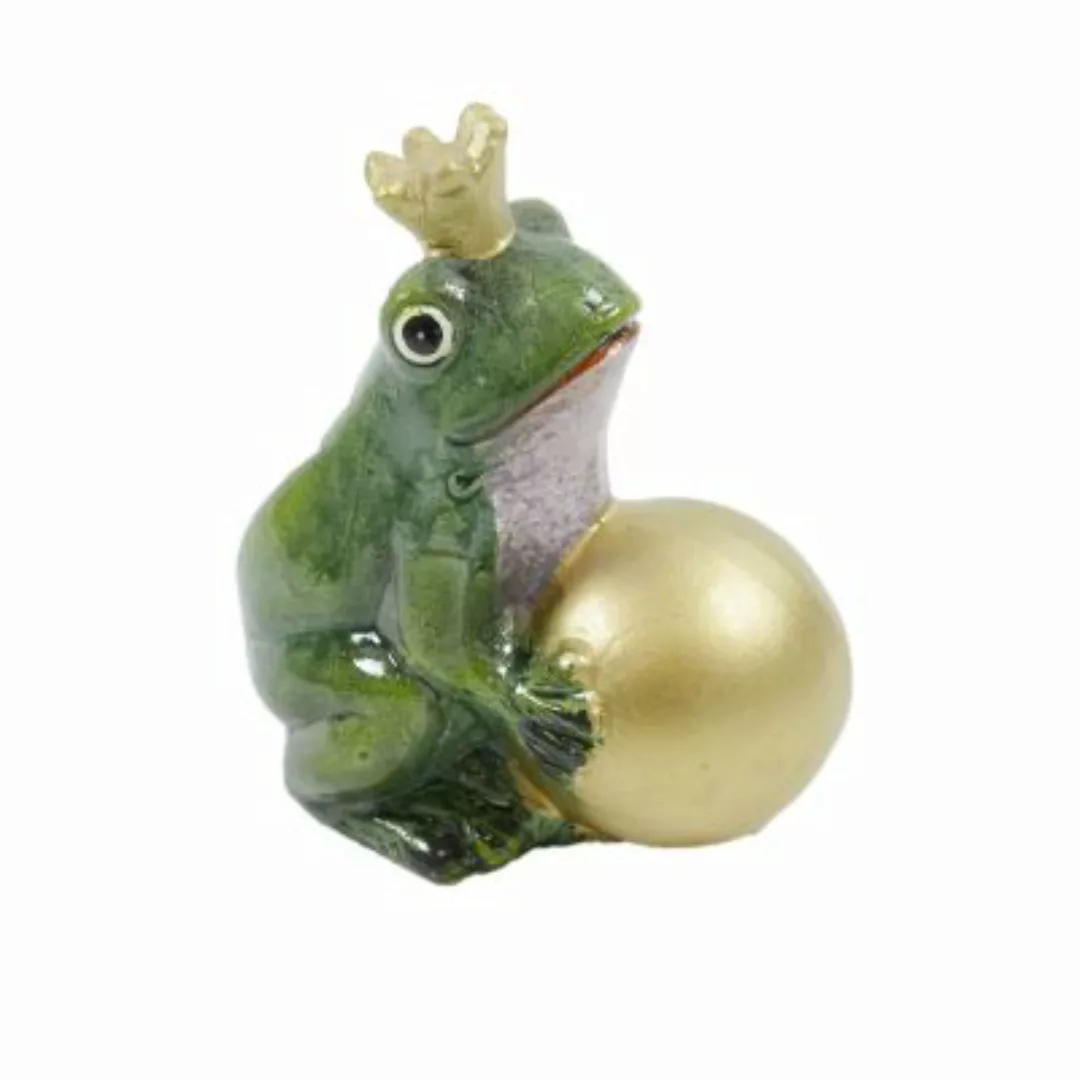 B & S Dekofigur Froschkönig grün mit Goldkugel Keramik H 9.8 cm mehrfarbig günstig online kaufen