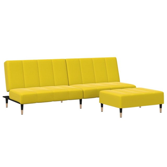 vidaXL Sofa Schlafsofa 2-Sitzer mit Fußhocker Gelb Samt günstig online kaufen