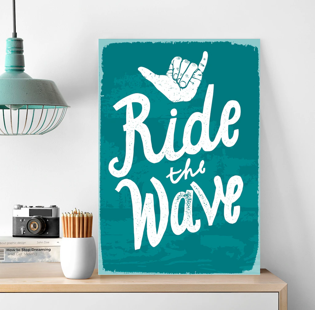 queence Metallbild "Ride the Wave", Schriftzüge-Schriftzug-Motivationsbilde günstig online kaufen