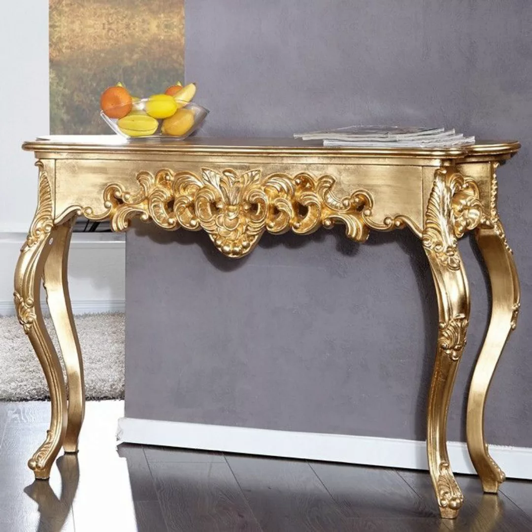 Romantische Konsole FLORENCE Gold Antik in Barock-Design 110cm x 35cm günstig online kaufen