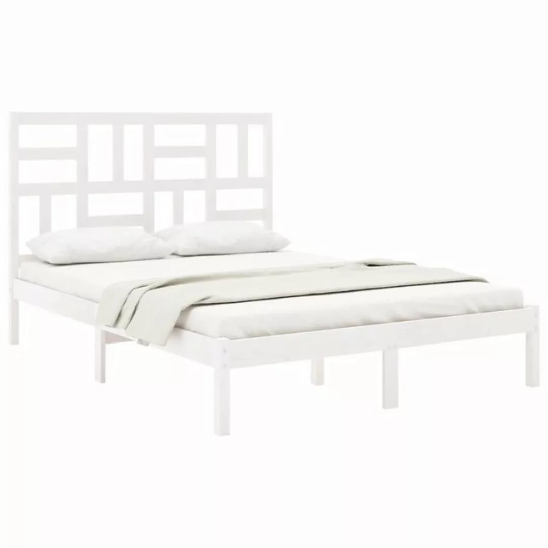 vidaXL Bett Massivholzbett Weiß 135x190 cm günstig online kaufen