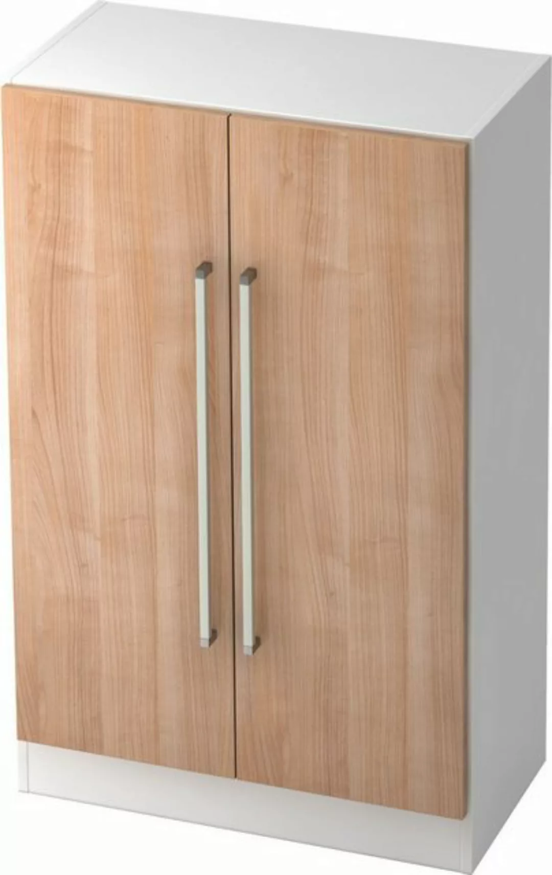 Aktenschrank Schrank Solid 3OH BxTxH 80x42x127cm Griff CE Weiß/Nussbaum günstig online kaufen