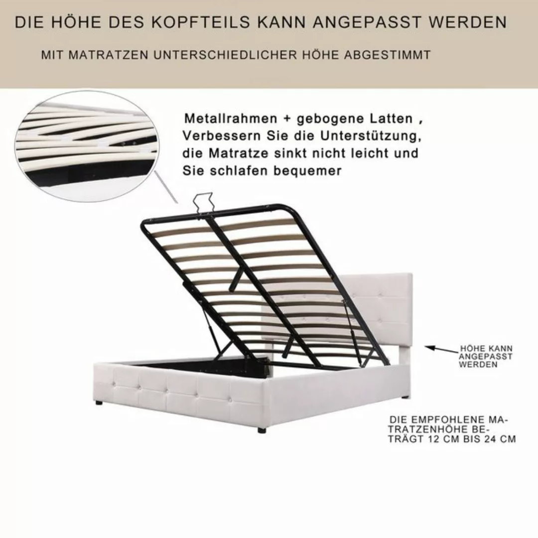 OKWISH Bett Polsterbett, Doppelbett 140*200 (Metalllattenrost, höhenverstel günstig online kaufen