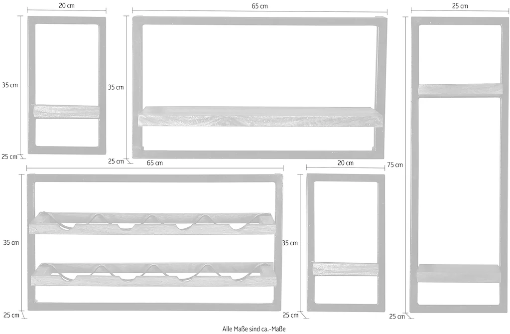 SIT Wandregal "Panama", (Set, 5 St.), Regalset 5er-Set im Industrial Stil, günstig online kaufen
