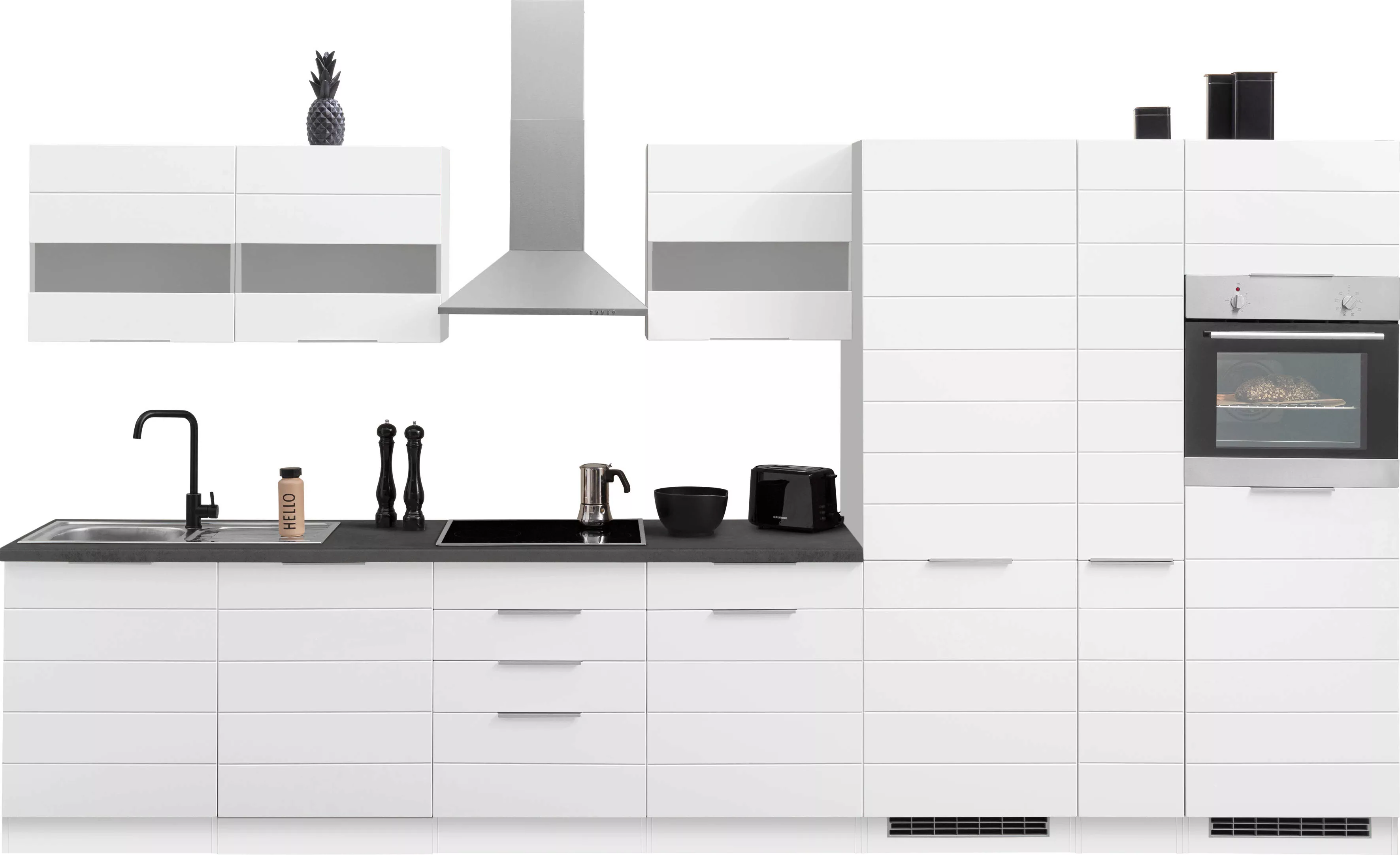 Kochstation Küche "KS-Luhe", 390 cm breit, wahlweise mit oder ohne E-Geräte günstig online kaufen