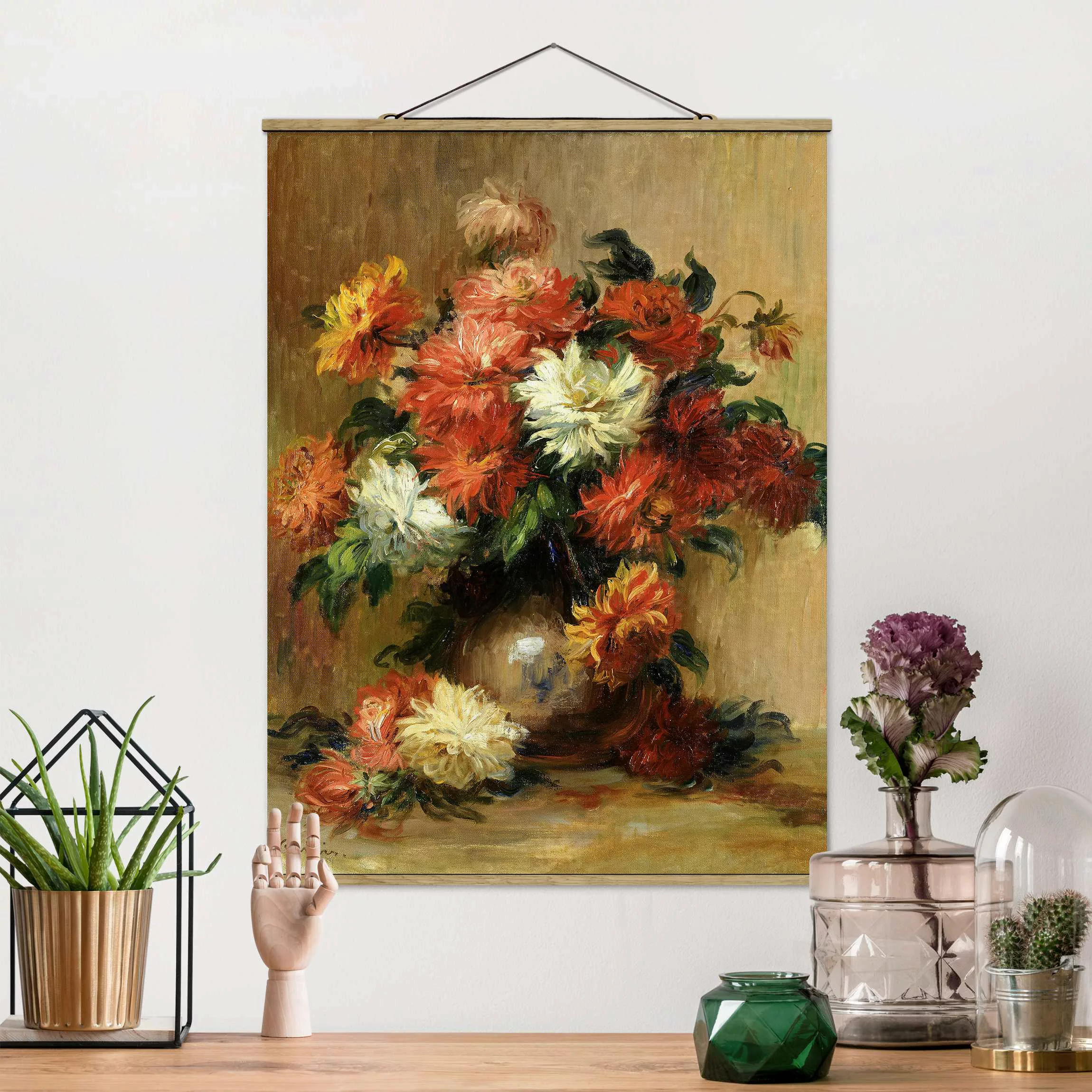 Stoffbild Blumen mit Posterleisten - Hochformat Auguste Renoir - Stillleben günstig online kaufen
