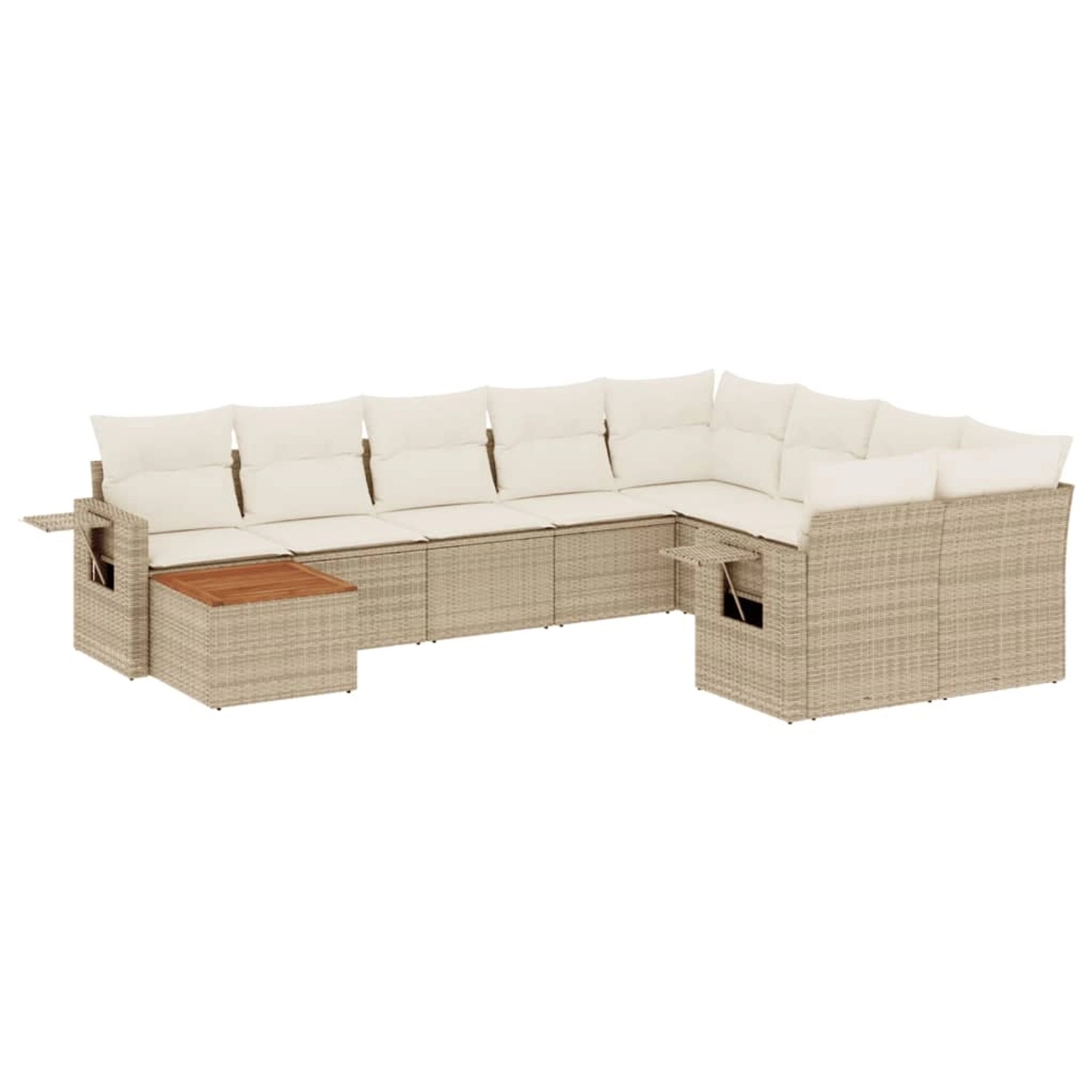 vidaXL 10-Tlg Garten-Sofagarnitur mit Kissen Beige Poly Rattan 3257059 günstig online kaufen
