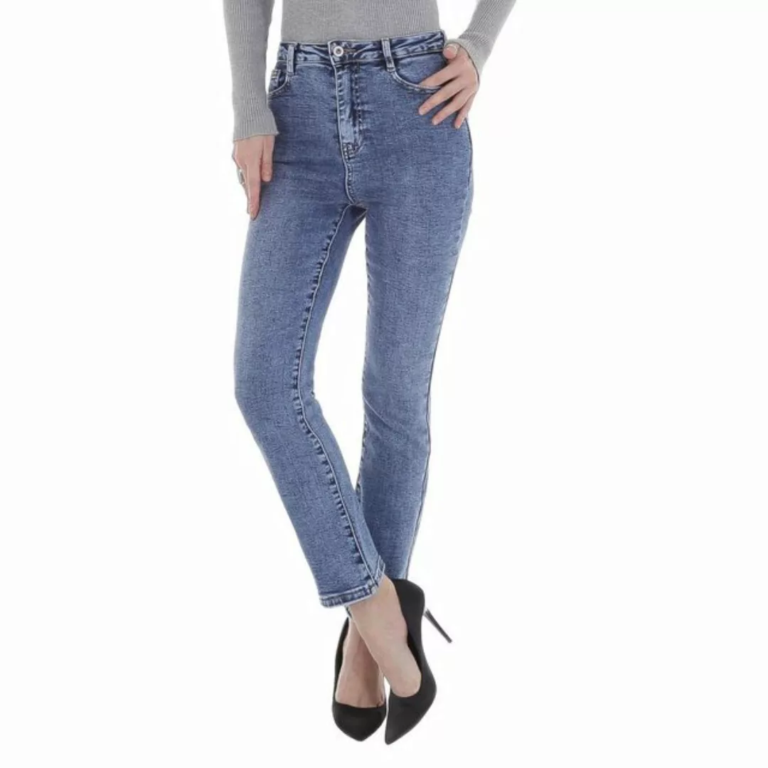 Ital-Design 7/8-Jeans Damen Freizeit Used-Look Stretch Bootcut Jeans in Bla günstig online kaufen