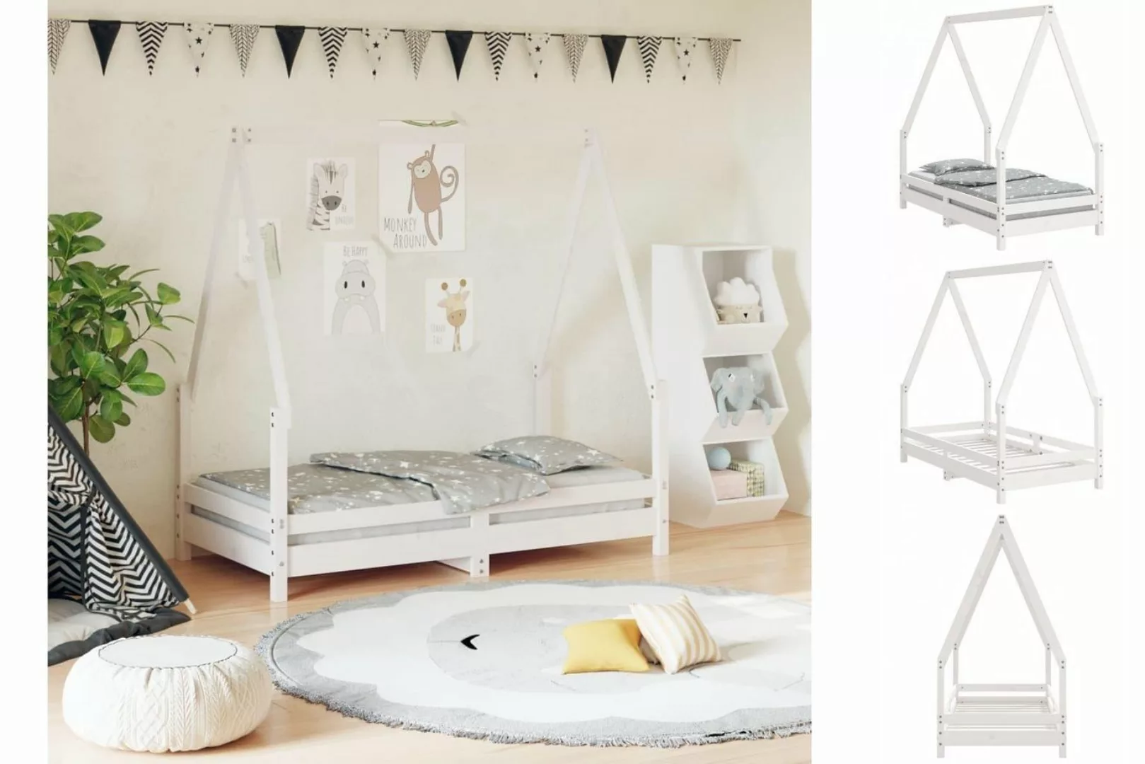 vidaXL Kinderbett Kinderbett Weiß 70x140 cm Massivholz Kiefer günstig online kaufen