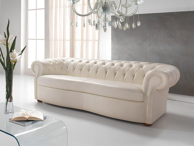 Xlmoebel Sofa Neu Chesterfield Sofa mit 3 Sitzen in Weiß im Design, Polster günstig online kaufen