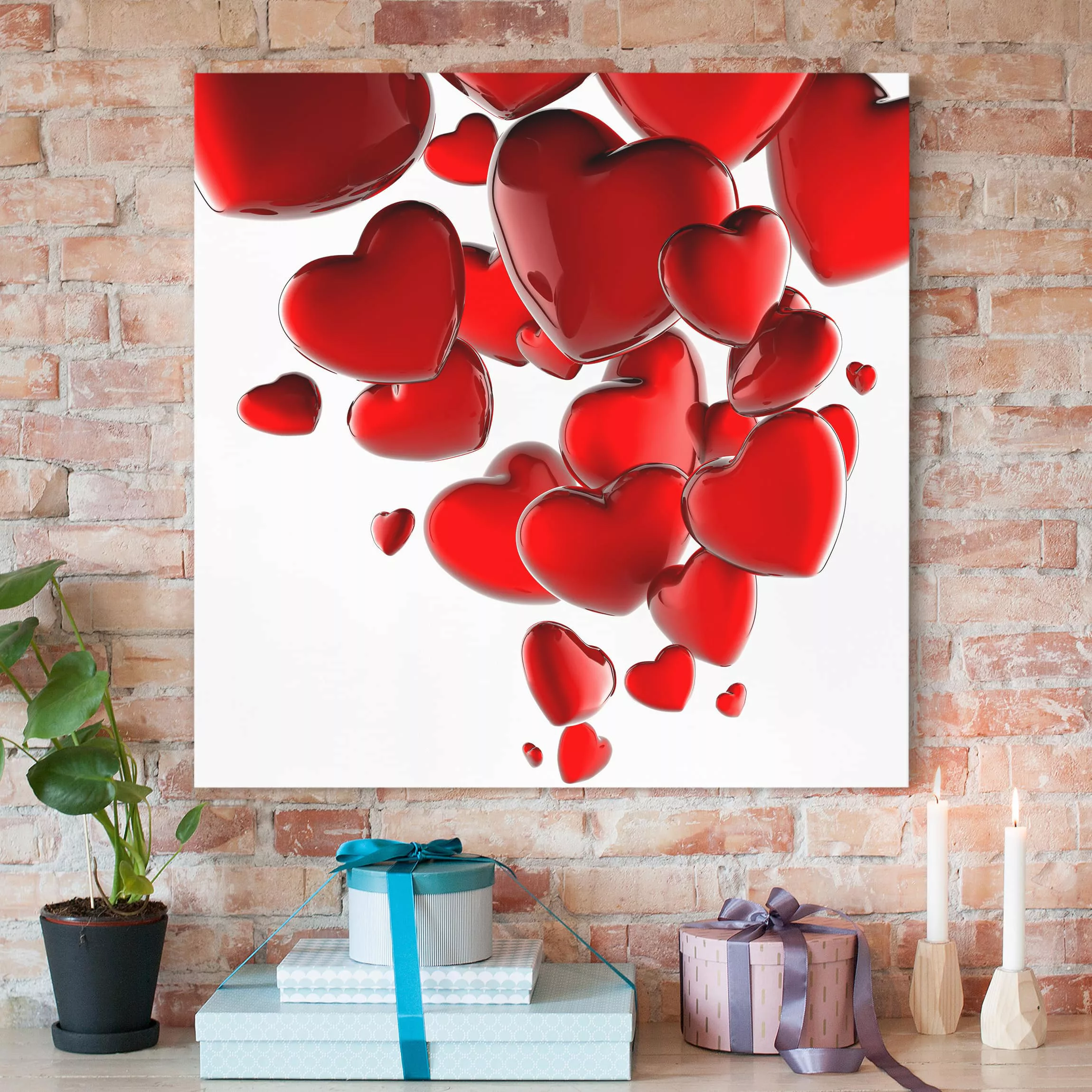 Leinwandbild Liebe - Quadrat Herzballons günstig online kaufen