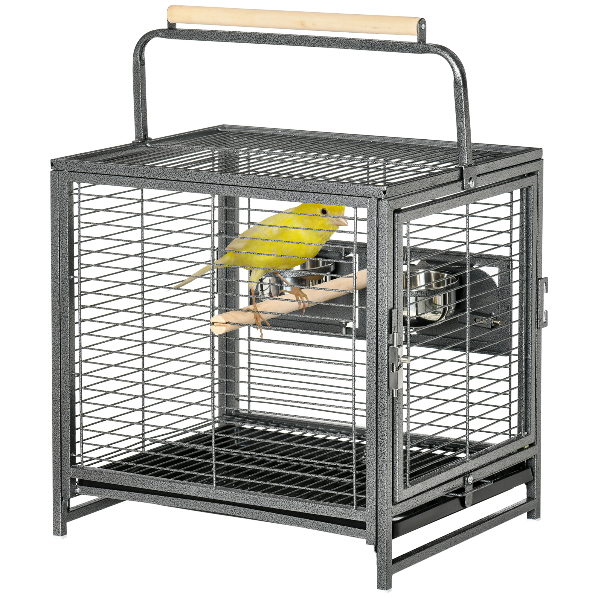PawHut Vogeltransportkäfig aus Stahl für Papageien, Vogelkäfig mit 2 Edelst günstig online kaufen