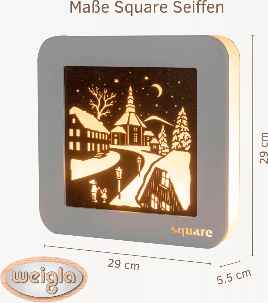 Weigla LED-Bild »Square Standbild Seiffen, Batterie & Timer, WEIẞ-BRAUN«, ( günstig online kaufen