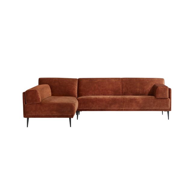 Tikamoon Sofa Finn Ecksofa links aus terracottafarbenem Samt 270 x 180 cm, günstig online kaufen