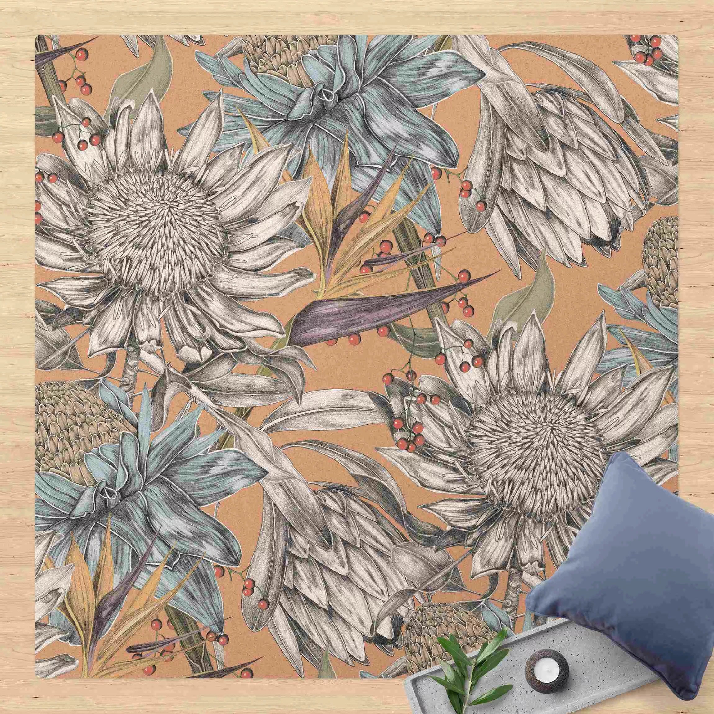 Kork-Teppich Florale Eleganz Sonnenhut günstig online kaufen
