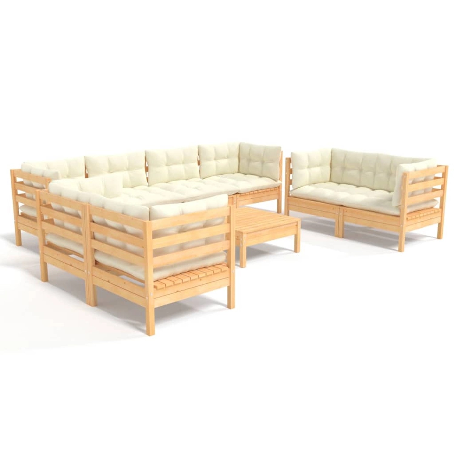 vidaXL 9-tlg Garten-Lounge-Set mit Creme Kissen Kiefer Massivholz günstig online kaufen